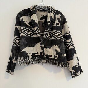 New Identity Horse Tapestry Cropped Jacket